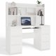 4HouseDesign Γραφειο KUBA με επιτοποθετηση Λευκο + Καρεκλα REMUS Μαυρο σετ 6 Συρταρια