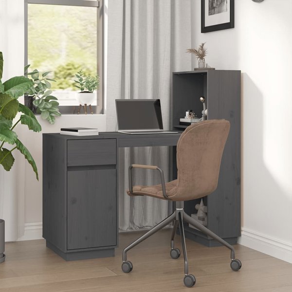 Biurko vidaXL vidaXL Biurko, szare, 110x53x117 cm, lite drewno sosnowe