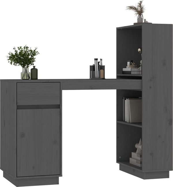 Biurko vidaXL vidaXL Biurko, szare, 110x53x117 cm, lite drewno sosnowe