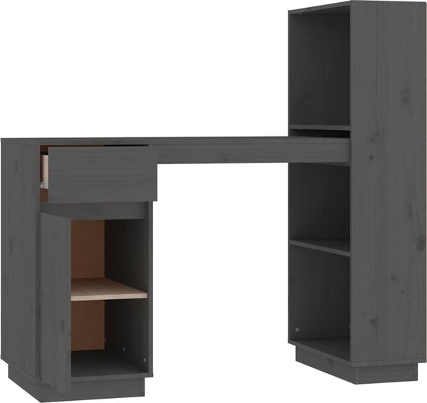 Biurko vidaXL vidaXL Biurko, szare, 110x53x117 cm, lite drewno sosnowe