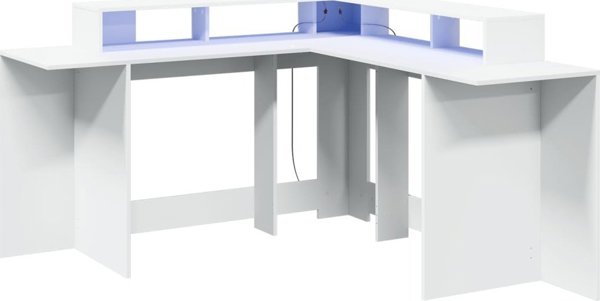 vidaXL Γραφείο με Φωτισμό LED, Λευκό, 152x152x91 cm