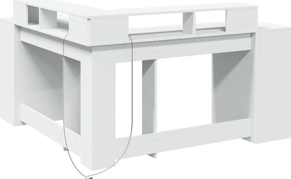 vidaXL Γραφείο με Φωτισμό LED, Λευκό, 152x152x91 cm