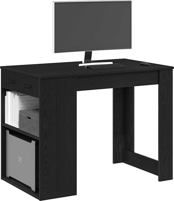 vidaXL Γραφείο με συρτάρι και ράφι, μαύρο, 102x62x77,5 εκ.