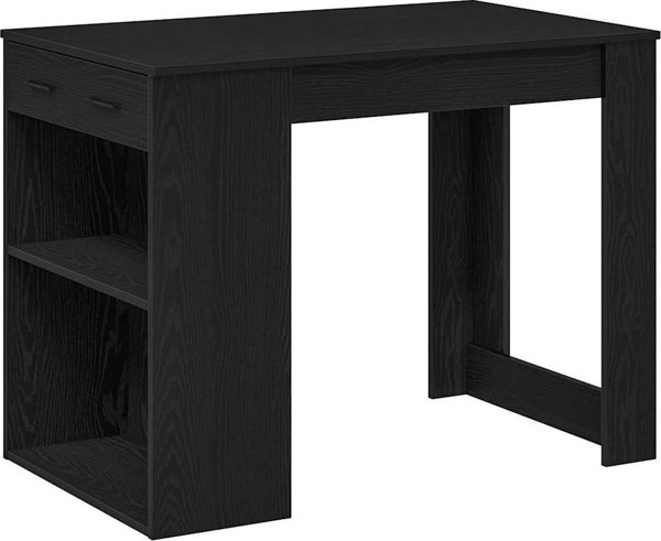 vidaXL Γραφείο με συρτάρι και ράφι, μαύρο, 102x62x77,5 εκ.