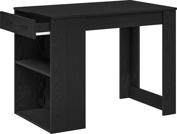 vidaXL Γραφείο με συρτάρι και ράφι, μαύρο, 102x62x77,5 εκ.