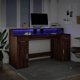 vidaXL Biurko z podswietleniem LED brazowy dob