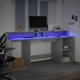 Γραφείο vidaXL με LED φωτισμό, σκυρόδεμα γκρι, 200x55x91 εκ.