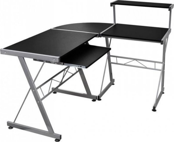 vidaXL Γωνιακό γραφείο υπολογιστή, μαύρο, 132x112x99 εκ