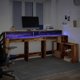 Γραφείο vidaXL με φωτισμό LED, παλιό ξύλο, 200x104x91 cm