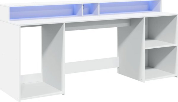 Γραφείο vidaXL με φωτισμό LED, λευκό, 200x55x91 cm