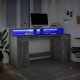 Biurko vidaXL Biurko z podswietleniem LED szary dab sonoma 160x55x91 cm