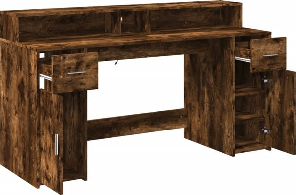 Γραφείο με φωτισμό LED σε απόχρωση przydymiony dab 160x55x91 cm