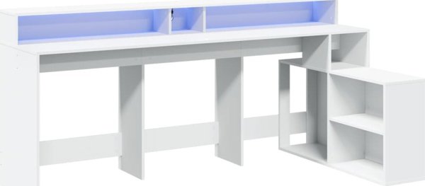 vidaXL Γραφείο με φωτισμό LED, λευκό, 200x104x91 εκ.