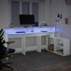 vidaXL Γραφείο με φωτισμό LED, λευκό, 200x104x91 εκ.