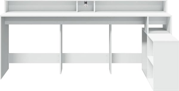 vidaXL Γραφείο με φωτισμό LED, λευκό, 200x104x91 εκ.