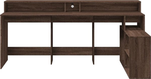Biurko vidaXL z podswietleniem LED, brazowy dab, 200x104x91 cm