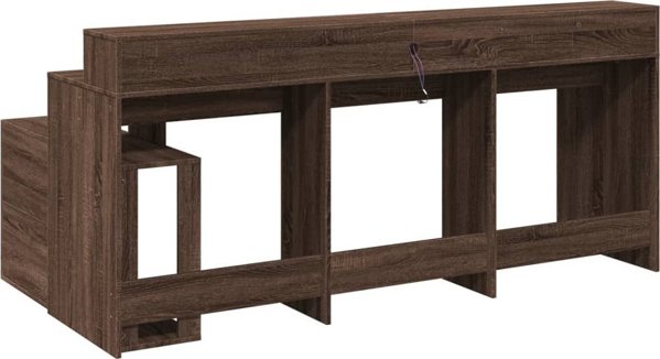 Biurko vidaXL z podswietleniem LED, brazowy dab, 200x104x91 cm
