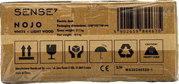 SENSE7 Nojo Ηλεκτρικό Γραφείο με Ρύθμιση Ύψους 120x60cm, White Pine