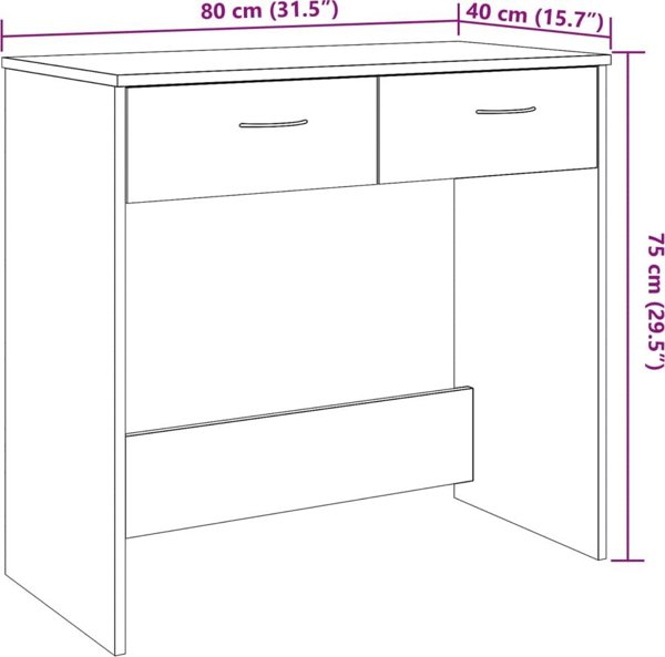 vidaXL Γραφείο από σύνθετο ξύλο, παλιό ξύλο, 80x40x75 εκ