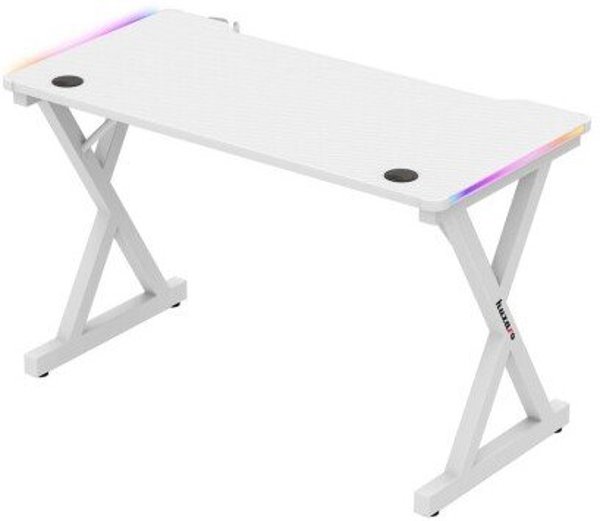 Huzaro Hero 2.3 Gaming Γραφείο με Φωτισμό RGB, Λευκό