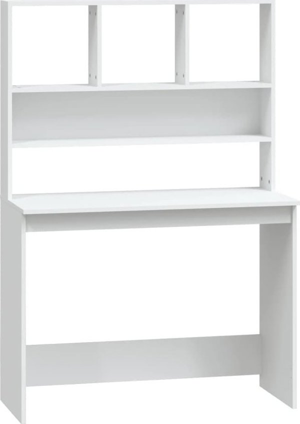 Γραφείο vidaXL με ράφια, λευκό, 102x45x148 cm, ξυλοπολυμερές υλικό