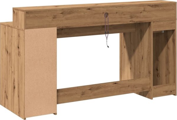 vidaXL Γραφείο με LED φωτισμό, δρυς artisian, 160x55x91 εκ.