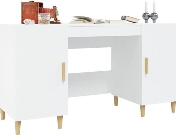 Biurko vidaXL Biale 140 cm x 50 cm