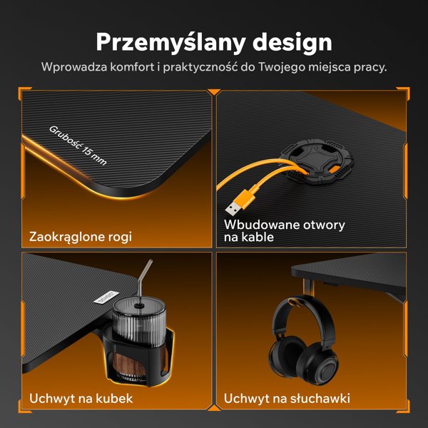 SENSE7 Γραφείο VAMO 120x60cm, Μαύρο