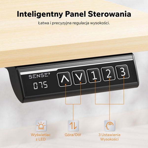 SENSE7 NOJO Light Ηλεκτρικό Γραφείο με Ρύθμιση Ύψους, Πεύκο - Μαύρο, 140x70 εκ.