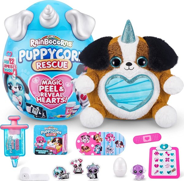 Bizak RAINBOCORNS βελούδινο παιχνίδι με αξεσουάρ Puppycorn Rescue, 9261