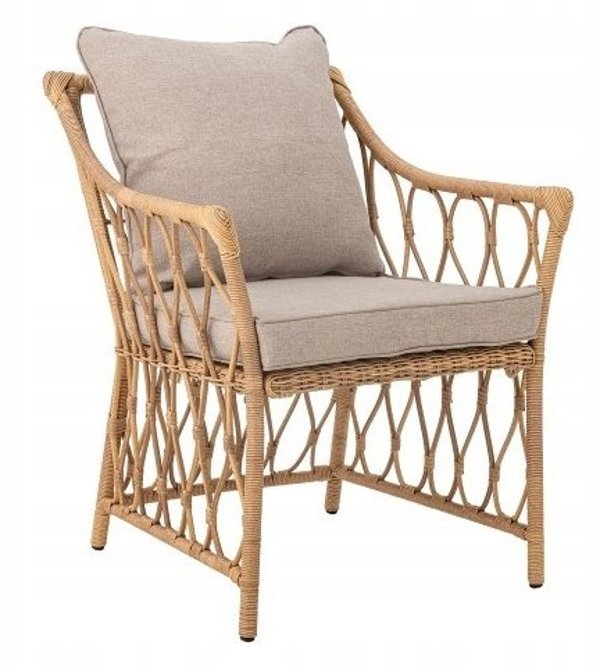 Bloomingville Belluce Πολυθρόνα Lounge με Σκαμπό, Φυσικό Χρώμα, Πολυρατάν