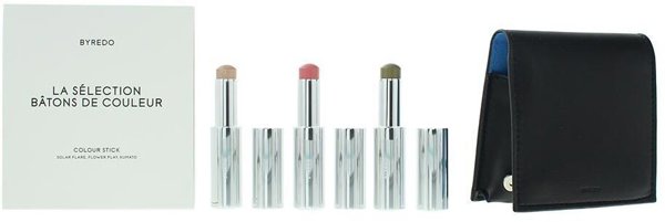 Blue Set Byredo: Colour Stick, Multifunctional, Eyeshadow Stick, 509, Solar Flare, 3.5 g + Colour Stick, Multifunctional, Eyeshadow Stick, 509, Kumato Face, 3.5 g + Colour Stick, Multifunctional, Eyeshadow Stick, 509, Flower Play, 3.5 g + Byredo, GWP Leat