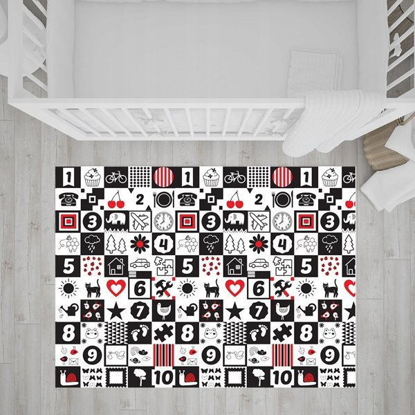 Bocioland Εκπαιδευτικό Χαλί Αντίθεσης για Μωρά, 150x200cm, Σχέδιο Μικρό Αρκουδάκι, BL124