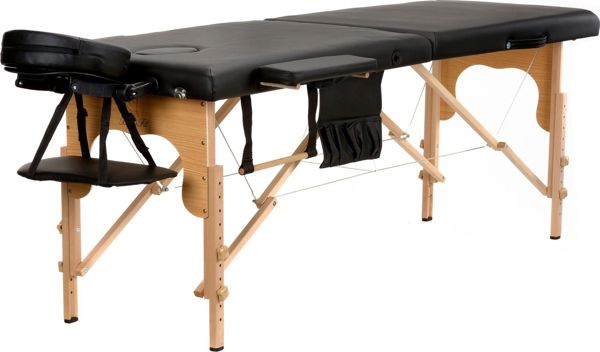 Bodyfit Ξύλινο Κρεβάτι Μασάζ 2 Τμημάτων, Μαύρο, 8244690