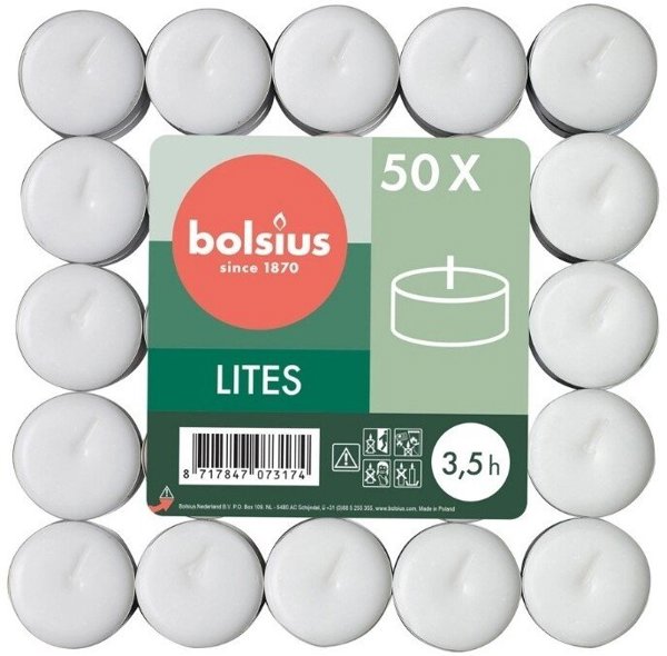 Bolsius Tejas sveces 50gab. baltas  8717847186089 8717847186089 (8717847186089)