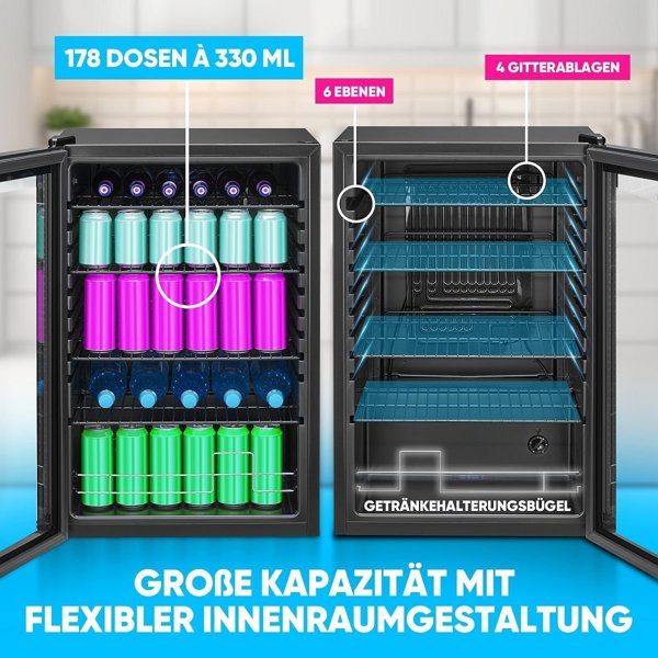 Bomann KSG 7290 black Glass Door Refrigerator 84,5cm
