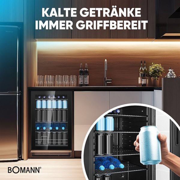 Bomann KSG 7290 black Glass Door Refrigerator 84,5cm