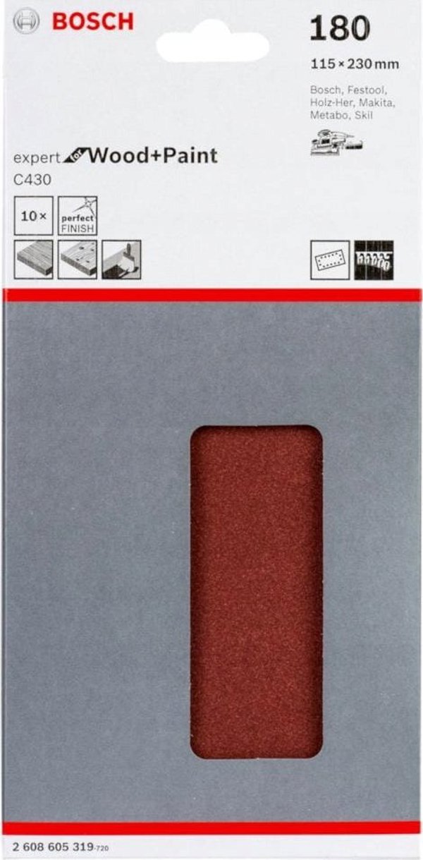 Λεπίδα λείανσης Bosch Bosch 115X230MM K180 10 τεμ