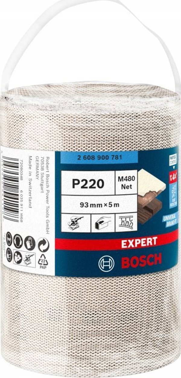 Bosch Bosch Expert M480 net sanding roll 93mm, K220, sanding sheet (5 meters)