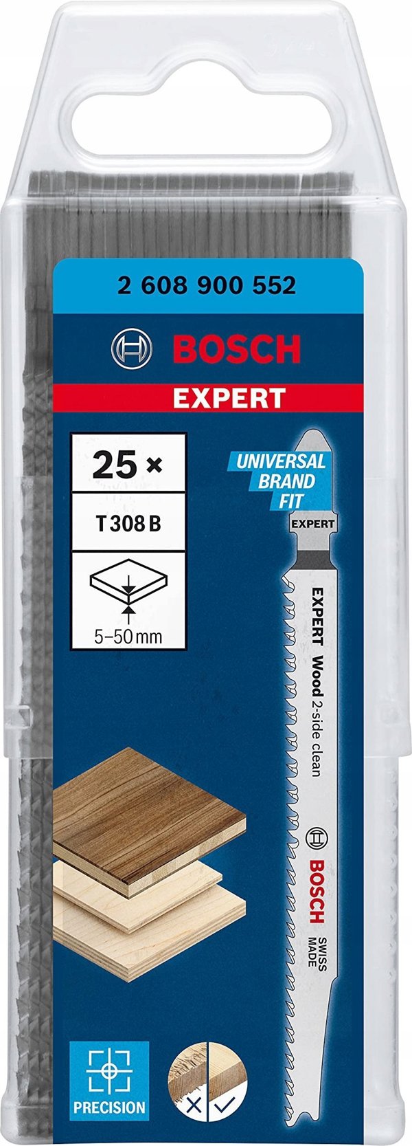 bosch powertools Bosch Expert jigsaw blade T 308 B 'Wood 2-side clean' (25 pieces)