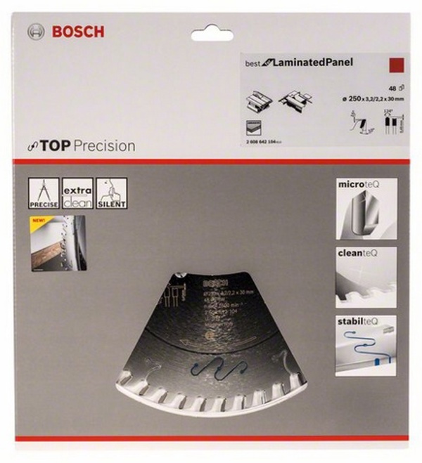 Bosch Tarcza pilarska Top Precision Best for Laminated Panel Abrasive 250 x 30mm 48z - 2608642104