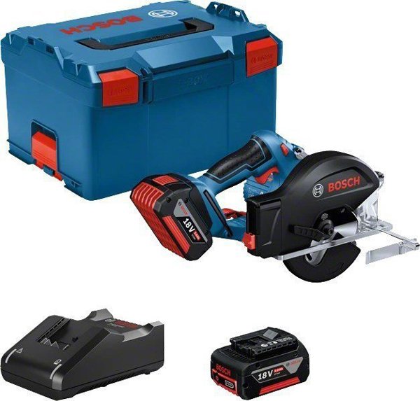 Bosch GKM 18V-50 Δισκοπρίονο Μετάλλου 18V με 2x5.0Ah Μπαταρίες και L-BOXX 238