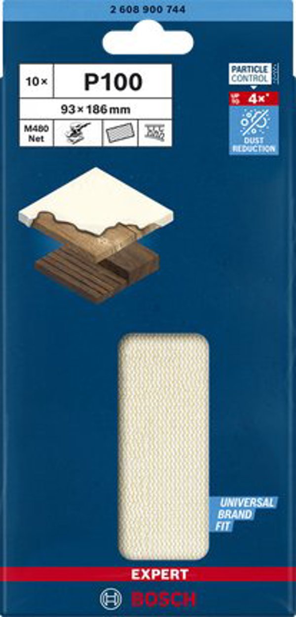 Bosch BOSCH Mesh structure sanding sheet M480 93x186 K100 10x - 2608900744 EXPERT RANGE