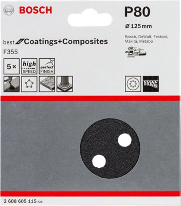 Bosch Bosch Accessories Best for Stone 2608605123 Exzenterschleifpapier mit Klett, gelocht Körnung num 1200 (Ø) 125 mm 5 St.
