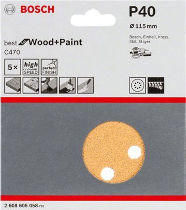 Bosch Bosch sanding sheet C470 Best for Wood and Paint, 150mm, K100 (5 pieces)