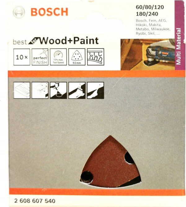 Bosch PAPIER DELTA 93 GR. 60-180 10PC REDWOOD TOP ZESTAW BOSCH