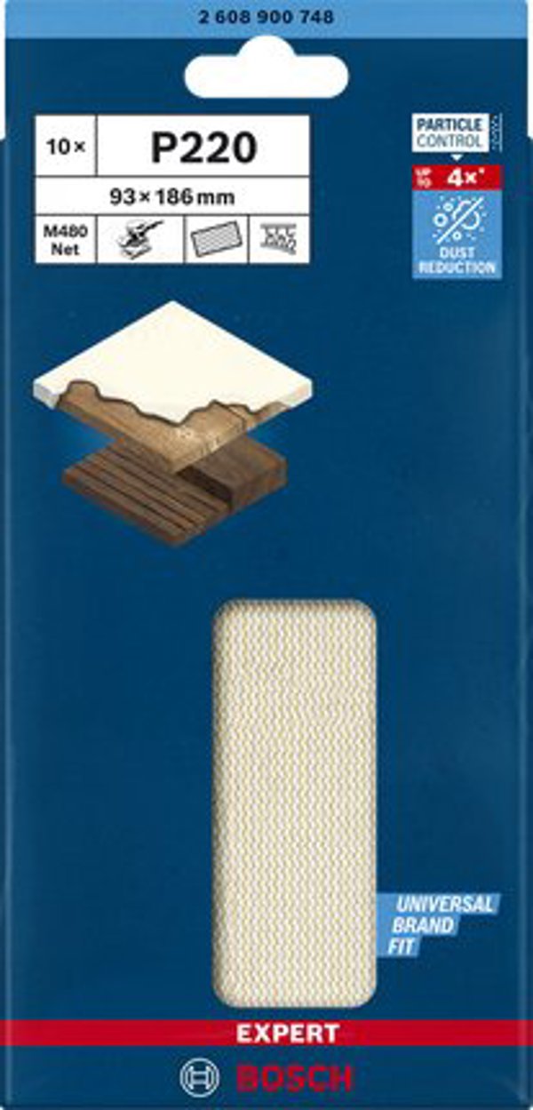 Bosch BOSCH Mesh structure sanding sheet M480 93x186 K220 10x - 2608900748 EXPERT RANGE