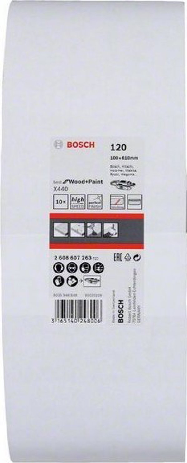 Bosch Best for Wood and Paint X440 - Schleifgürtel - für Holz, Farbe, Lack - 10 Stücke - Körnung: 80 - 75 mm x 533 mm