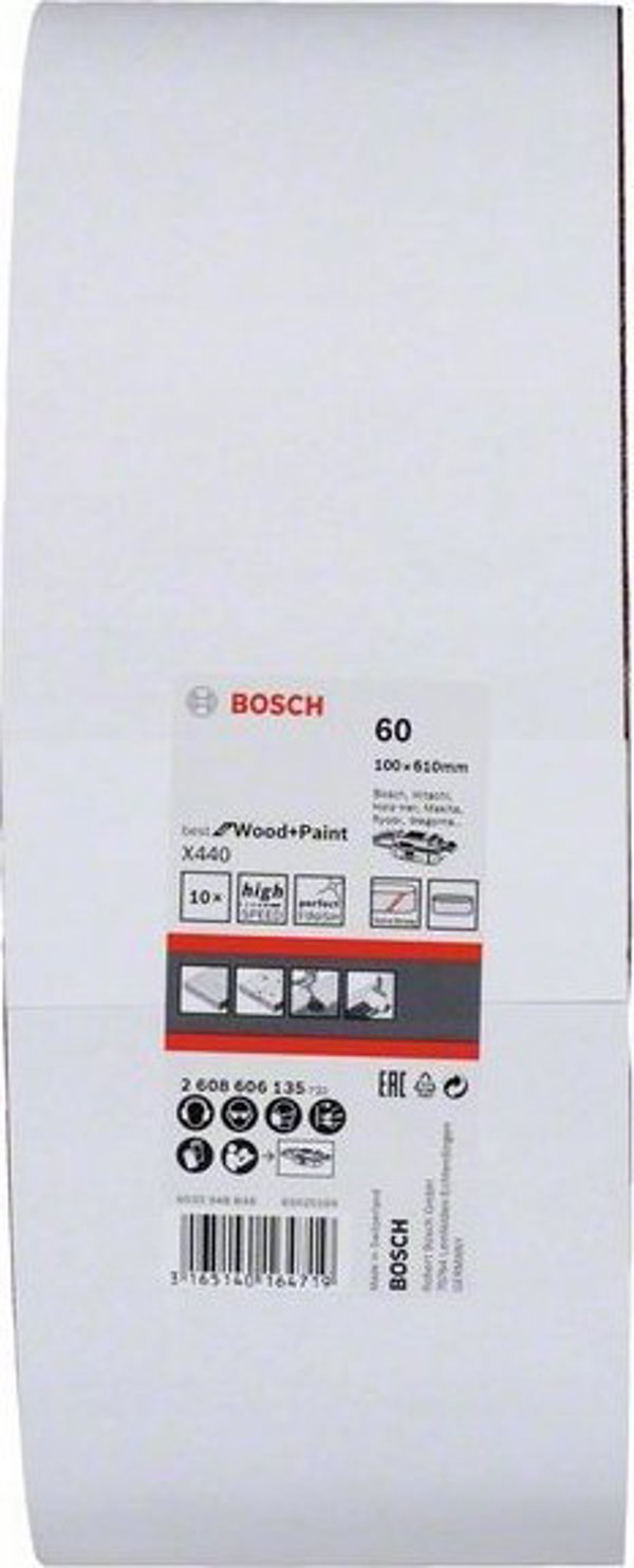 Bosch Best for Wood and Paint X440 - Schleifgürtel - für Holz, Farbe, Lack - 10 Stücke - Körnung: 80 - 75 mm x 533 mm