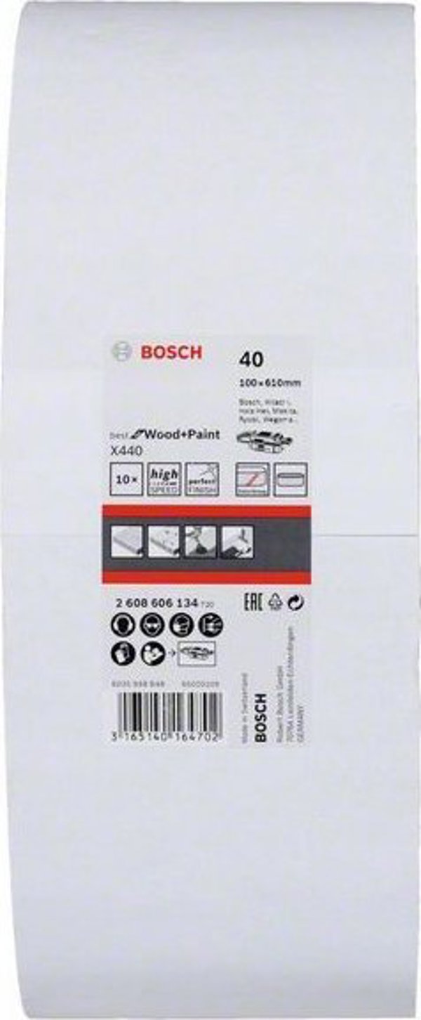 Bosch Best for Wood and Paint X440 - Schleifgürtel - für Holz, Farbe, Lack - 10 Stücke - Körnung: 80 - 75 mm x 533 mm